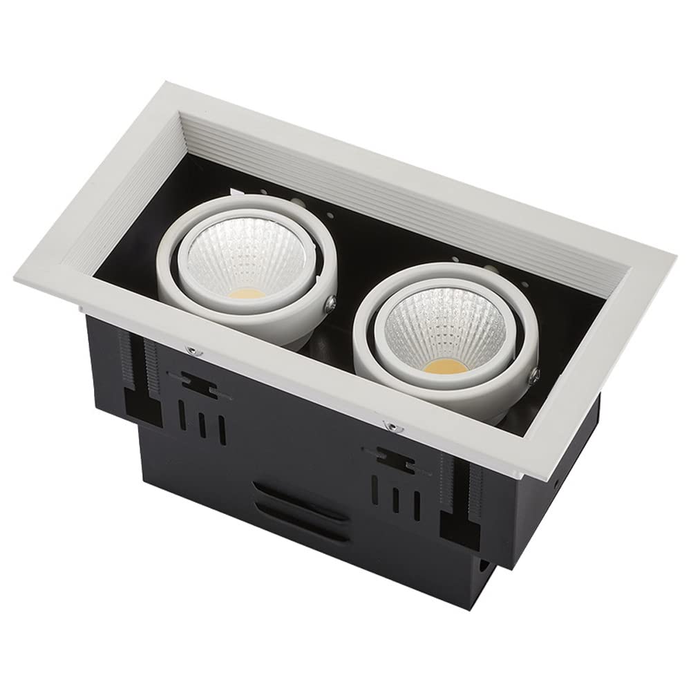 GTHTUHFD 14/24/40/60W Double Head Square Led Gimbal Downlight Angle Adjustable Recessed Lighting Rotatable Eyeball Can Lights,3 Color Selectable,2 * 12w-5000k