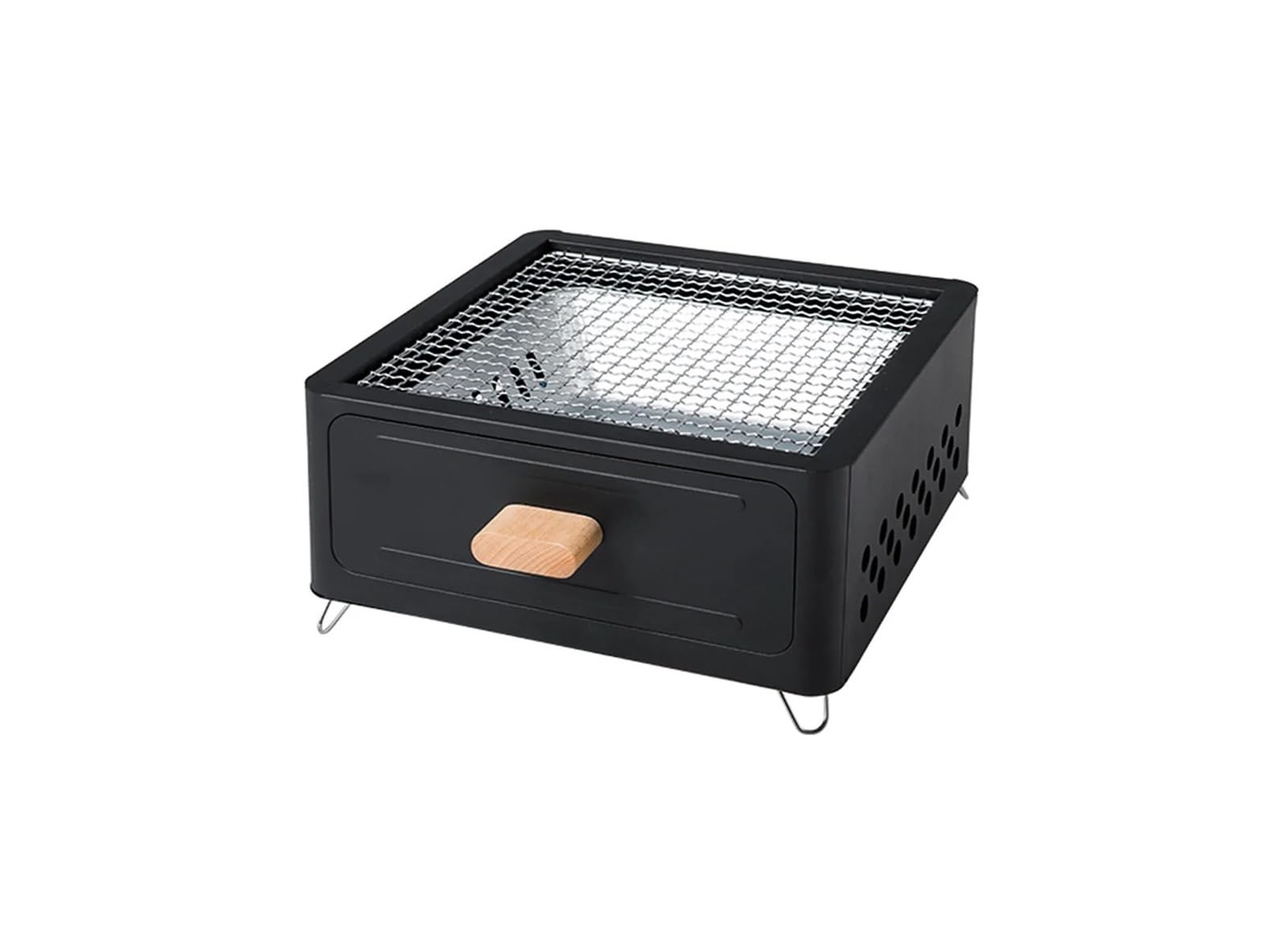 Lhsjyg Black Barbecue Grill Outdoor Charcoal Barbecue Grill Non-Stick Rack Heating Brazier Portable Household Stove For Camping Bbq(Black)