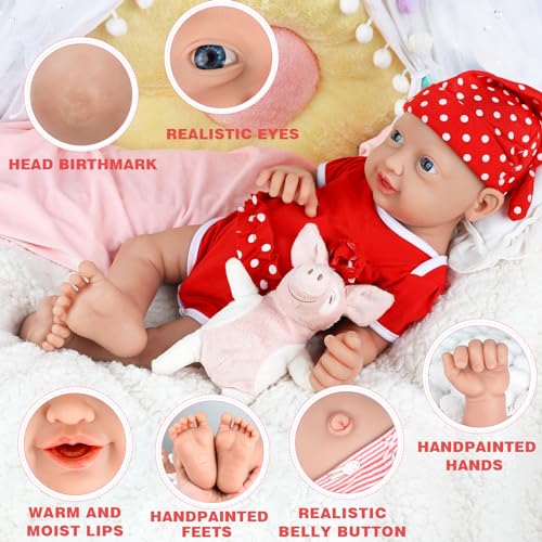 IVITA Ganzkörper Silikon Reborn Baby Puppe Mit Offenem Mund - Neugeborene Zwillinge Babypuppe, Weich, Kann Schnuller Fressen, Mädchen 50CM – Bild 4