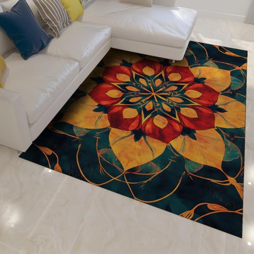 Tapis lavable géométrique à dos antidérapant pour salon moderne