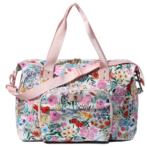 Diaper Bag Tote, Travel Overnight Carry-on Duffel Gym Bag, Multifunction Linen Canvas Dry Wet Maternity weekender