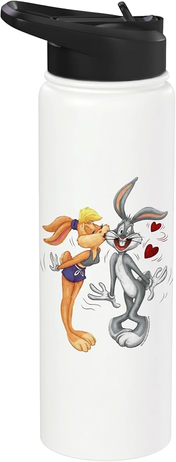 Looney Tunes Bugs and Lola Kiss Valentines Day Stainless Steel Insulated Water Bottle