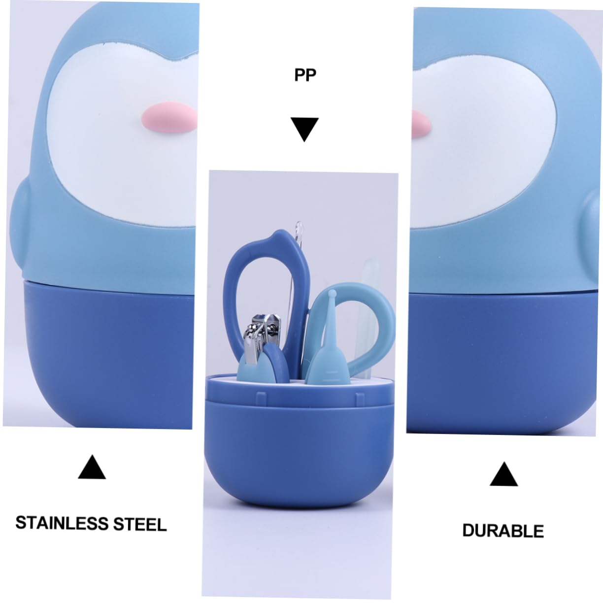 ibasenice 3sätze Pflegeset Für Neugeborene Teiliges Set Mit Nagelschneider Schere Nagelfeile -ohrlöffel Und Pinzette in Blau Ergonomisch Sicher Und Praktisch Für Mama