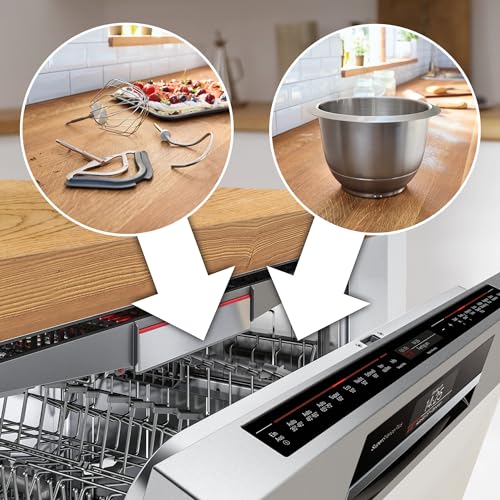 Bosch Küchenmaschine Serie 4, integrierte Waage, Mixer 1,25 L, Edelstahl-Schüssel 3,9 L, Profi-Knethaken, Schnee-, Silikonbesen, Durchlaufschnitzler, 4 Scheiben, 1000 W, weiß, MUM5XW20