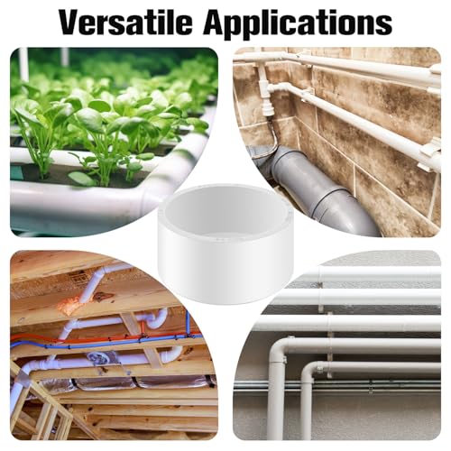 Image of 4 Packs 3 Inch PVC Pipe End Cap, Fits 3.5 inch OD Schedule 40 Furniture Grade, Heavy Duty Slip-on Caps for DIY Furniture, Plumbing, Garden Shelf, White