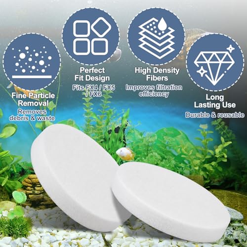 Image of Fine Filter Water Polishing Pads Compatible with Fluval FX4 FX5 FX6, Aquarium Filter Media Replacement, High Density, Snug Fit No Bypass, 6 Pack