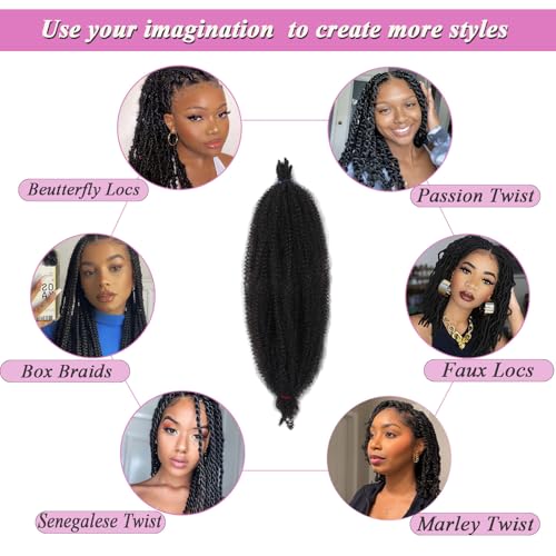 Samtress 12 Inch Springy Afro Twist Hair 8 Packs Black Spring Twist Hair for Distressed Soft Locs Natural Afro Kinky Curly Marley Braiding Hair Pre-Fluffed Popping Spring Twist Extensions (#1B) - Image 4