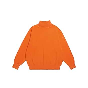 プリーツプリーズ　タートルネック　プルオーバー 長袖　オレンジ Amazon.co.jp: メンズプルオーバーセーターファッション