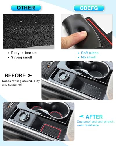 Image of CDEFG 17Pcs for 2025 2026 Chevy Equinox Door Slot Mats Cup Holder Mats 2025 2026 Equinox Accessories Console Insert Pocket Rubber Set Anti Slip Door Slot Mat Console Coaster Liner Pad(Red)
