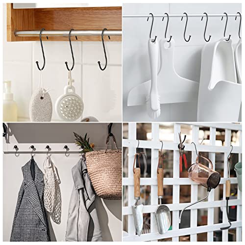 Relbro 30 Pack 3.7 Inch Black S Shaped Heavy Duty Metal Closet Hooks For Hanging Pots Pans Cups Utensils Pants Clothes Plants Bags Towels #TOP7