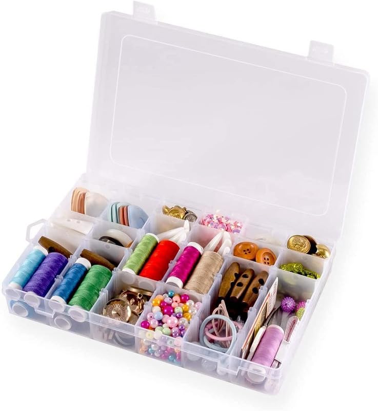 Image of Finner 36 Grids Cells Multipurpose Adjustable Jewelry Storage Boxes Organizer with Removable Dividers Plastic Storage Case for Jewelry, Earring, Medicine Pills Container Tool Small (Transparent