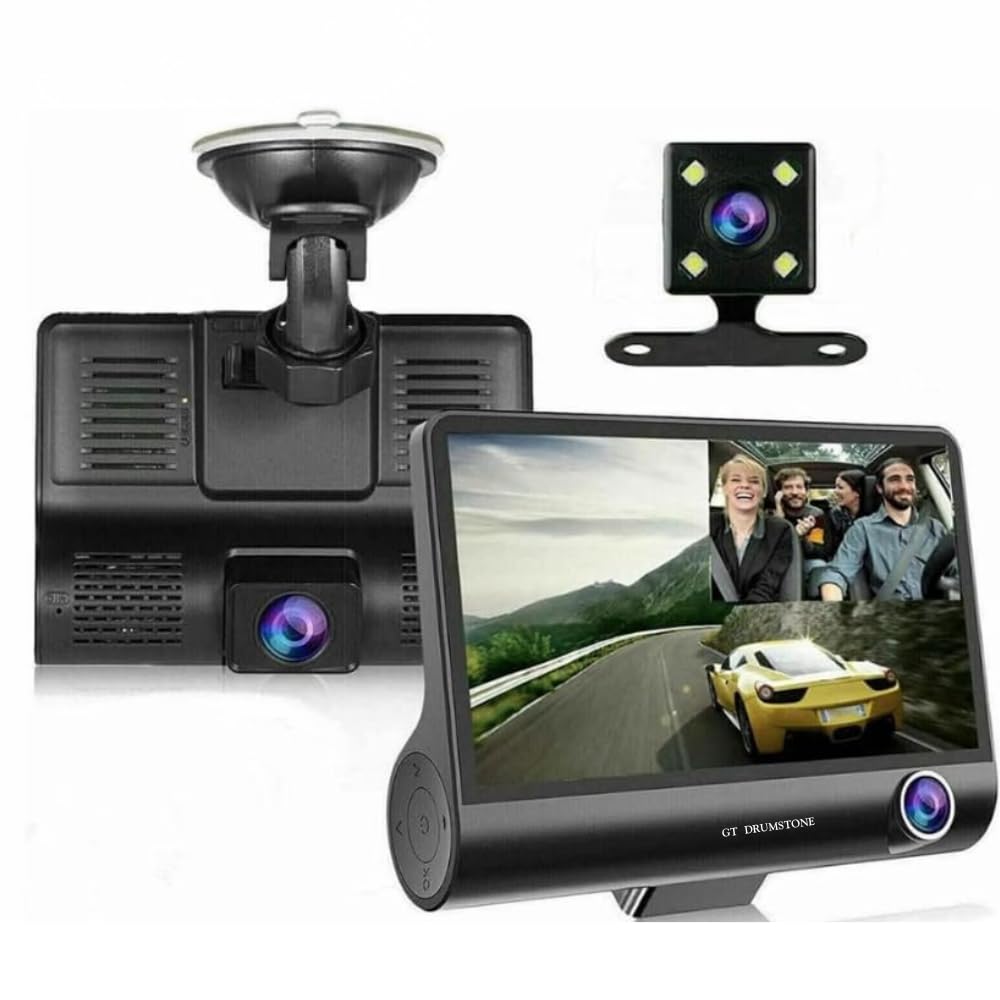 Drumstone 𝟏𝟓 𝐘𝐞𝐚𝐫𝐬 𝐖𝐚𝐫𝐫𝐚𝐧𝐭𝐲 3 Channel Dash Cam 1080P, Front, Inside & Rear Camera with G-Sensor, Loop Recording, Parking Monitor - for Car Safety & 360° Surveillance (𝐁𝐥𝐚𝐜𝐤)-image-38