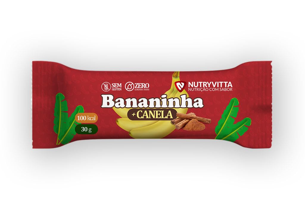 NutryVitta Banana Candy with Cinnamon - Fruit Snack, Vegan, Gluten-Free, 1.06 OZ Bar, 24 Count