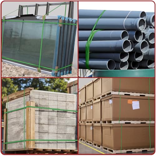 Image of MYFAMIREA Heavy Duty Banding Strapping Kit with Tensioner Tool, 1 /2 inchx 3500FT Green Polypropylene Plastic Packaging Strapping, 300 Metal Seals, Sealer Tool for Pallets, Logistics, Warehouse (Red)