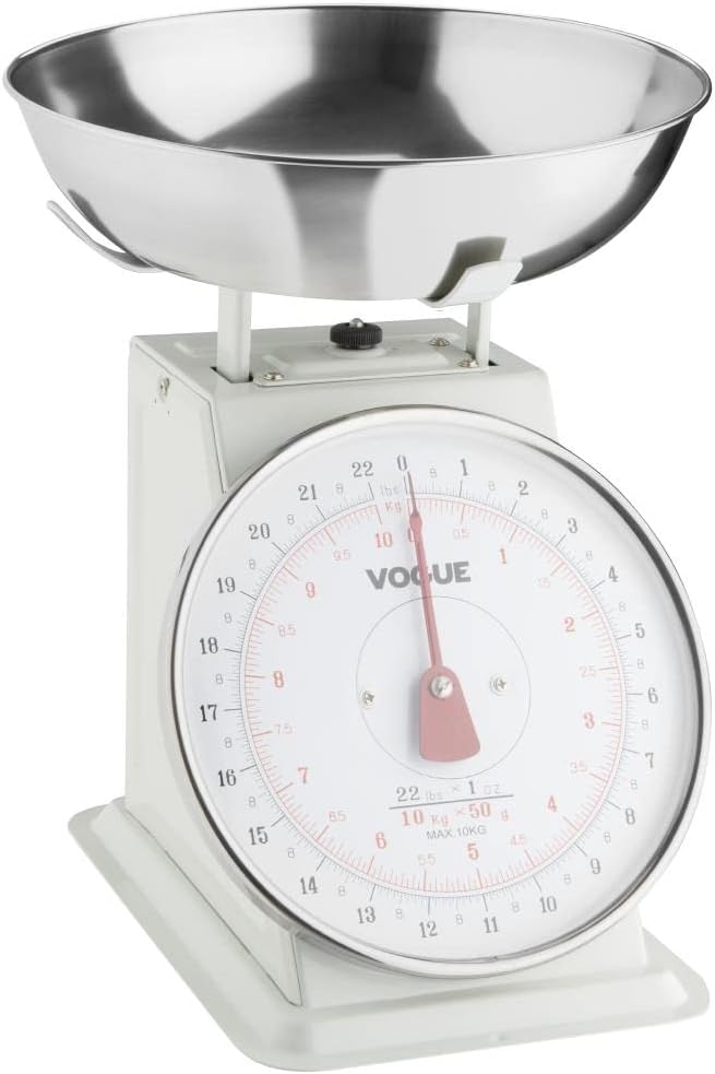 Vogue Heavy Duty Mechanical Kitchen Food Scale 10kg - Analog Scale with Large Bowl, Easy to Clean F174
