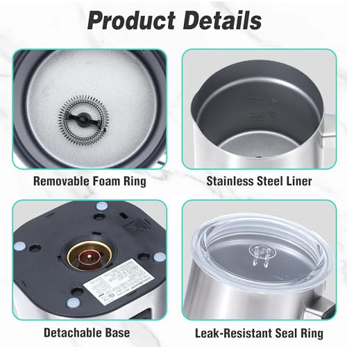 Image of HAUSHOF - 4 in 1 Electric Milk Frother and Steamer Large Capacity Hot Chocolate Machine Automatic Hot and Cold Frothing Machine for Coffee, Milk, Macchiato, Cappuccino