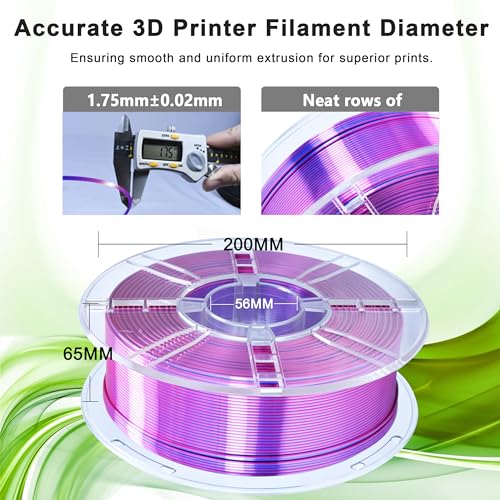 Image of iBOSS Silk PLA Plus Filament 1.75mm+ /-0.02mm, Silk Dual Color Blue Red 3D Printer Filament, Shiny Coextrusion PLA+ Filament, Color Change Filament 3D Printing Filament 1kg /2.2lb, Silk Red Blue