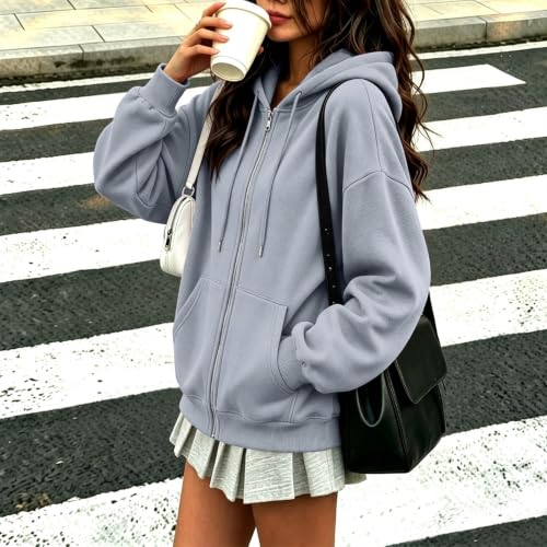 Athletic Zip Up Jacket Women Casual Fleece Hooded Sweatshirt Jacket - image 2