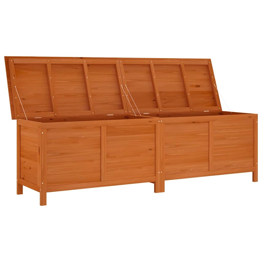 Caja de almacenamiento exterior de madera maciza de abeto, maletero de jardín para cojines y accesorios, gran espacio de almacenamiento con base de listones para ventilación óptima