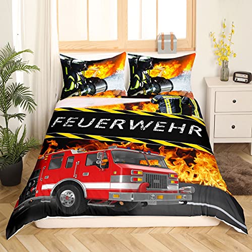 Loussiesd Feuerwehr Themen Bettwäsche-Set,Feuerwehrwagen Bettwäsche...