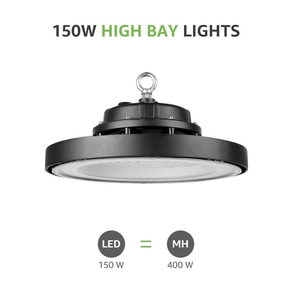 Lampe LED UFO 150 W, équivalent métal Halide 400 W, 21 000 lumens, 4000 K, blanc neutre pour entrepôt, usine et garage, certifié CE & TUV Sud