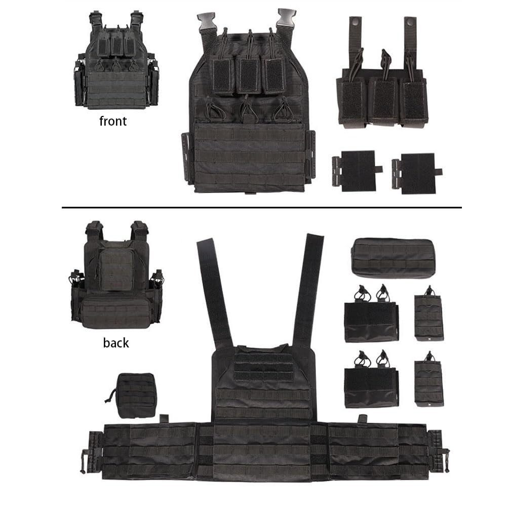 Chaleco táctico de liberación rápida, Chaleco MOLLE Multifuncional para Exteriores, Equipo de protección, Uniforme de Entrenamiento Militar Adecuado para Defensa Personal (Black 1)