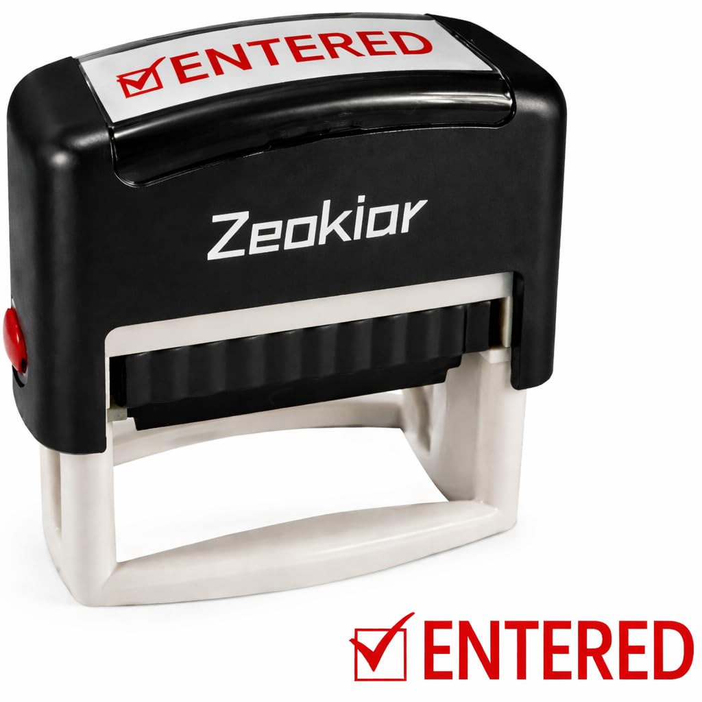 Entered Stamp, Entered Self Inking Rubber Stampers for Office - Business, Accounting, Bookkeeping, Coding, Legal, Notary, Work, Ordering, Inventory