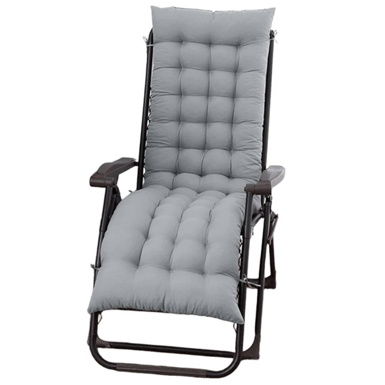 Sun Lounger Cushion – Thick Garden Chair Cushion 115×40×8 cm, Soft Recliner Sunbed Cushion with Non-Slip Top Cover, Comfortable Patio Chair Pad for Indoor/Outdoor Garden, Beach & Patio (Grey)