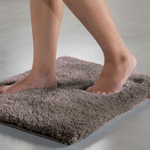Image of LUXE HOME INTERNATIONAL Microfiber Rectangular Home Bath Mat Super Soft Non Slip Vegas Mats for Bathroom, Kitchen, Bedroom, and Door (60x90 Cm, Cocoa) Pack of 1