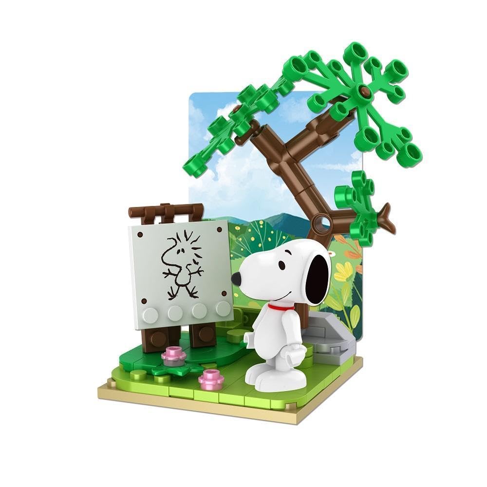BlueBrixx Pro 107355 – Snoopy zeichnet Woodstock aus Klemmbausteinen mit 89 Bauelementen