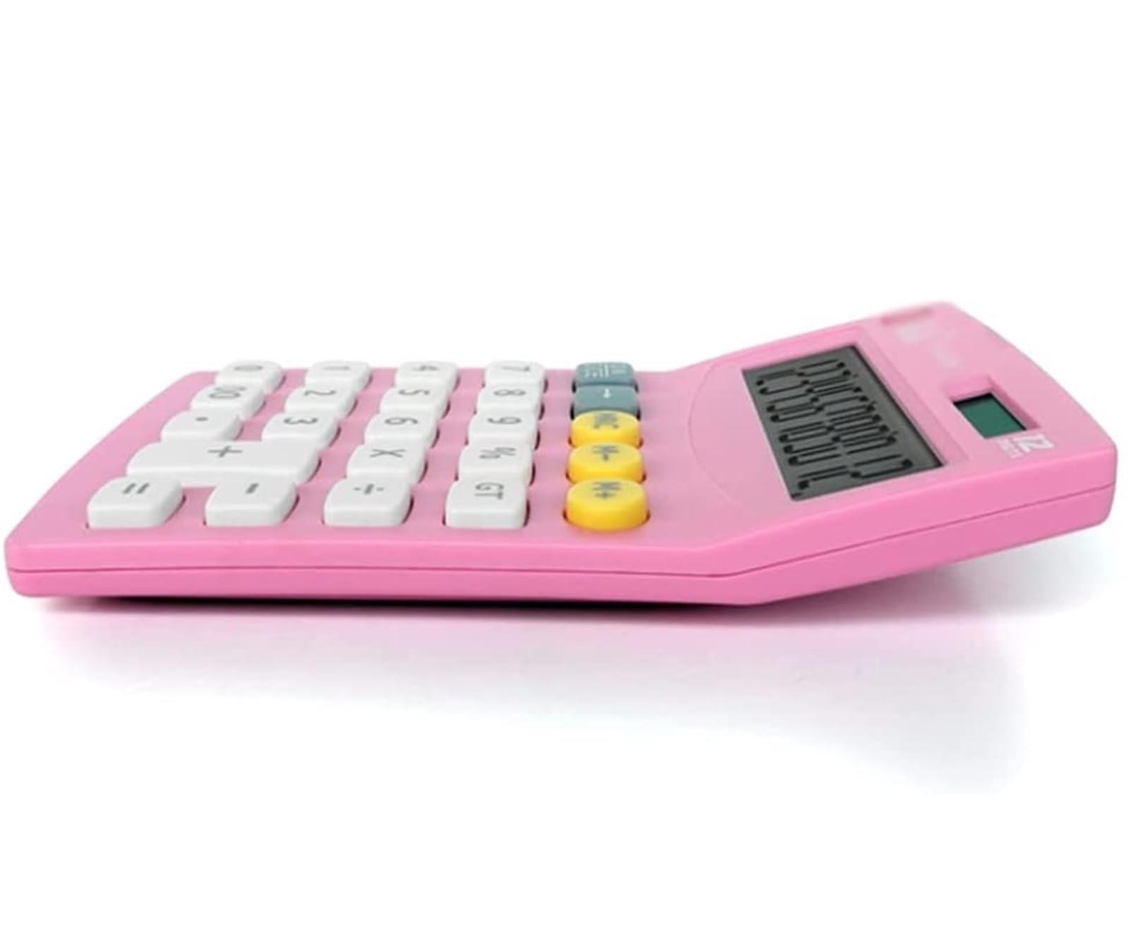 Calcolatrice per Ufficio Calcolatrice da Tavolo A 12 Cifre con Display LCD E Pulsante Sensibile, Doppia Alimentazione Solare E A Batteria Scuola(Pink)