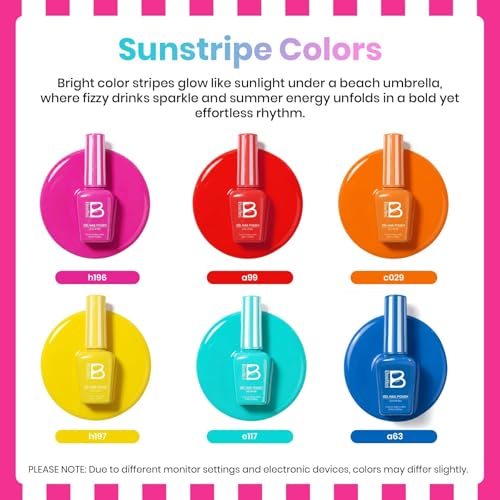 Image of Beetles Neon Gel Nail Polish - Beetles Summer Voyage Sunstripe Summer Nails, 6 Colors Rainbow Gel Nail Polish Set, Soak Off UV LED Bright Rainbow Neon Nails, Long-Lasting Manicure Salon for Holiday