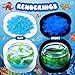 Jexine 117 Pcs Fish Tank Accessories Decorations Set 100 Pcs Glow Blue Betta Fish Rocks Stones 15 Pcs Artificial Plastic Fake Aquarium Plants 2 Pcs Hammock Plant Leaf Pad for Aquarium Bowl Decor