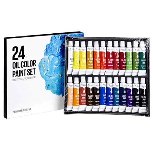 Artlicious - 24 Tube Oil Paint Set - Great for Canvas Panels, Boards & Stretched Canvas