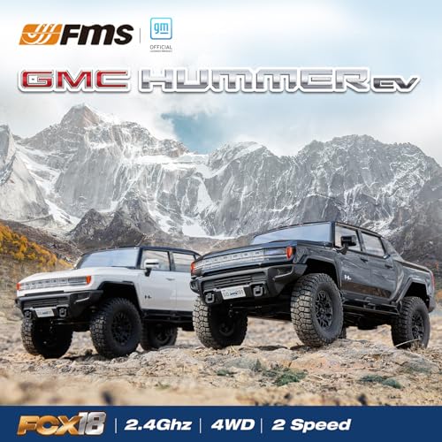 Image of EAZYRC FMS FCX18 1 /18 GMC Hummer EV RC Truck Black with Official License, 4x4 RC Rock Crawler 8+KMH Off-Road Pickup Remote Control Car with Light,2.4Ghz Radio and USB Charger