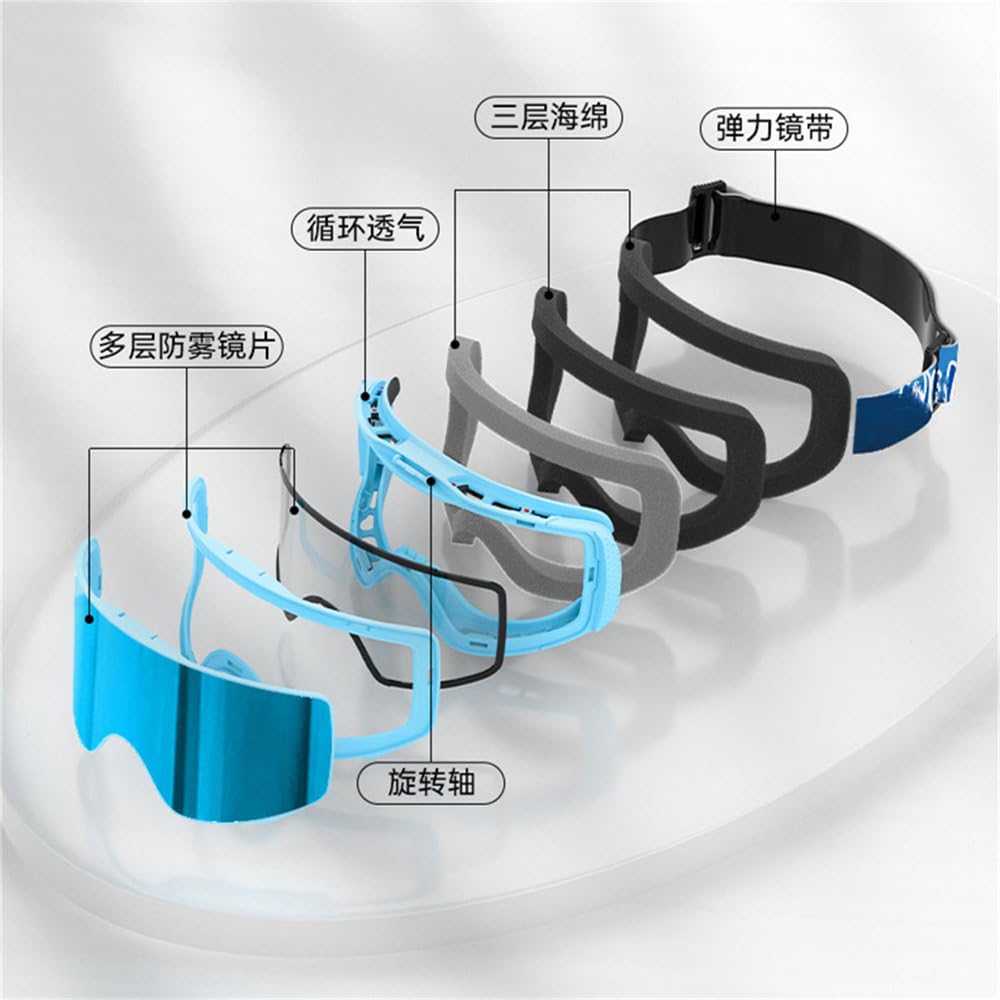 Maschera da sci magnetica ad alta definizione per uomo e donna, grande superficie cilindrica, doppio strato anti-appannamento