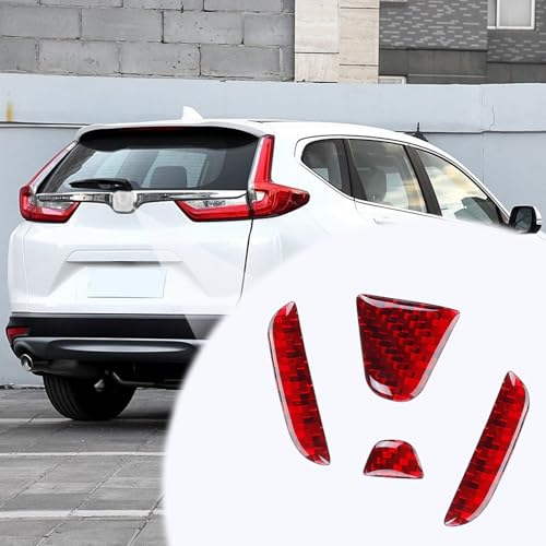 Image of Bilisin Compatible with Rear Tailgate Insert Emblem Logo Carbon Fiber Emblem Badge Decal Cover Trim with Strong Adhesive for Honda CRV 2012-2017 Red