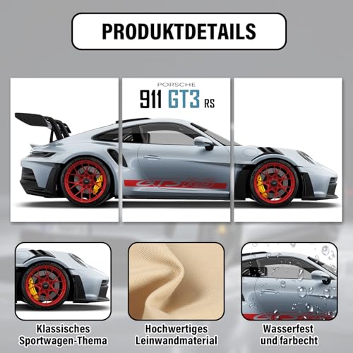 3 Stück Auto Poster, Sportwagen Wandposter für Wall Decor, Supercar Leinwand Bilder für Jungs Zimmer Deko, Auto Zimmerdeko Geschenk Autoliebhaber für Büro Schlafzimmer Wohnzimmer Deko, 40 x 30 cm