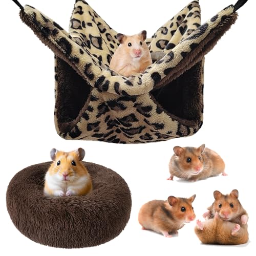 UJBVCX 2 Pièce Hamacs pour Cobaye Couverture Chaude et Moelleuse en Polaire Tapis de Couchage Accessoire de Cage pour Petits Animaux pour Chinchilla, Cochon...