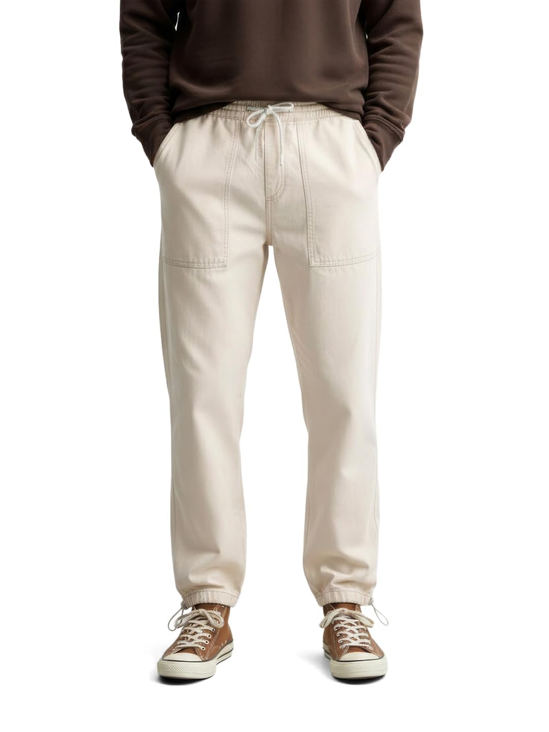 Men Relaxed Fit Solid Mid-Rise Denim Joggers-image-40