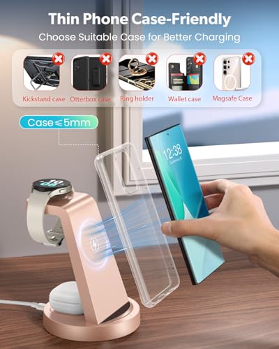 Image of Wireless Charger for Samsung: 3 in 1 Wireless Charging Station for Samsung Galaxy Watch 8 7 6 5 4 3 Pro Classic Galaxy Buds - Charger Dock Stand for S26 S25 S24 Ultra S23 S22 S21 Note Z Fold Android