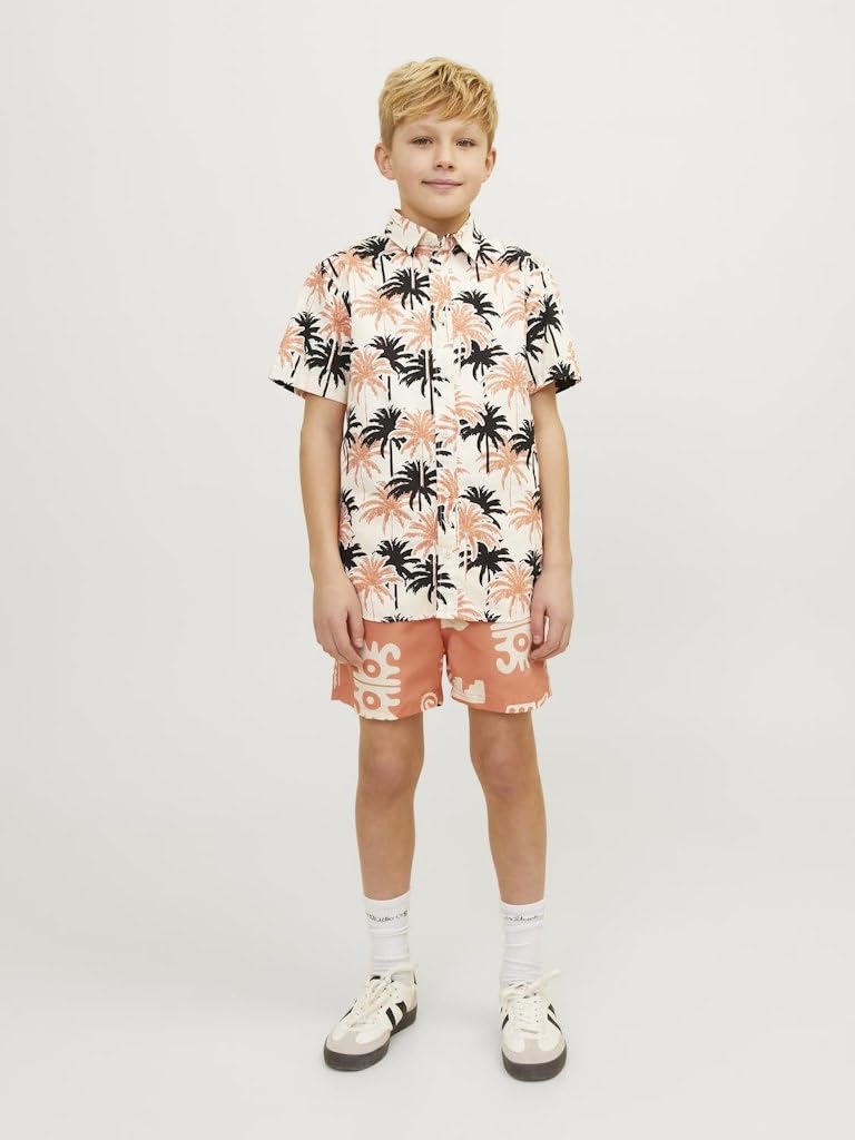 JACK&JONES JUNIOR Jorjoshua Aruba AOP Shirt SS Jnr Camisa de Manga Corta Niños (Pack de 1)