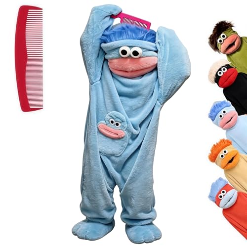 AOLBSPD Big Mouth Monster Onesie Silly Monster Onesie Plush Cosplay Onesie Pajamas Cozy Home Soft Plush Costume(No Shoes Included)-L Blue