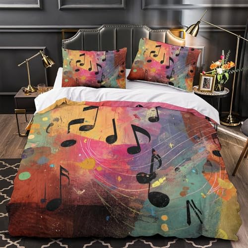 Parure de couette notes de musique 3D coton cadeau idéal linge de lit 260x220cm