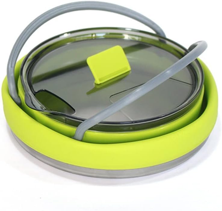 Generic Outdoor Red and Green Travel Portable Heating Tea Coffee Rice Cooker Lightweight Silicone Folding Kettle with Handle