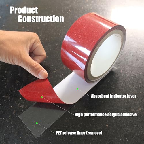 Image of - 1 Roll 2 inch x 10 Yards White Water Contact Indicator Tape for Warranty Void Instruction in Electronics Repair (6 Mil Thick Printable, Turn Red When Contact Water, Model: 0201) | Model 0201, Ultra-Thin 6 Mil, Printable and Die Cuttable, Top Quality with UL-969 Compliant, for Electronics Repair Warranty