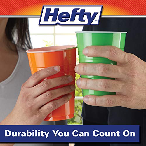 Image of Hefty Plastic Cups, 16 Ounce, Disposable | 100 Count | Pack of 2 | Party | Assorted