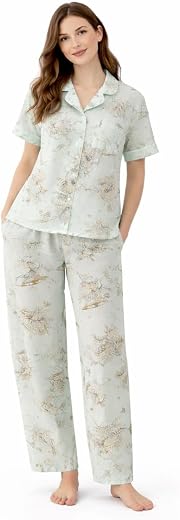 Women Cotton Night Suit Set Half Sleeve V Neck Top Pyjama Printed Sleepwear Soft Breathable Comfortable Loungewear Home We...