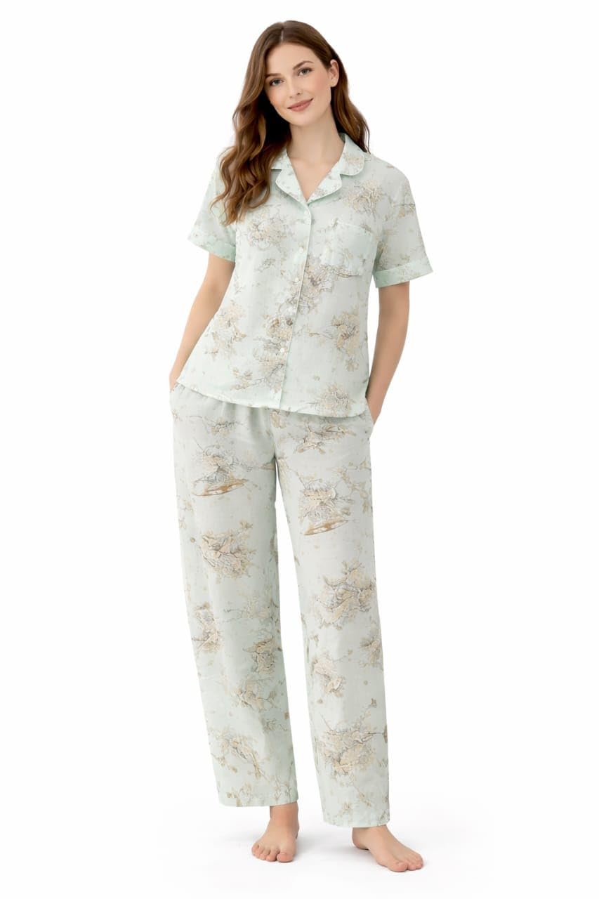 Women Cotton Night Suit Set Half Sleeve V Neck Top Pyjama Printed Sleepwear Soft Breathable Comfortable Loungewear Home We... - Review, Price and Buying Guide