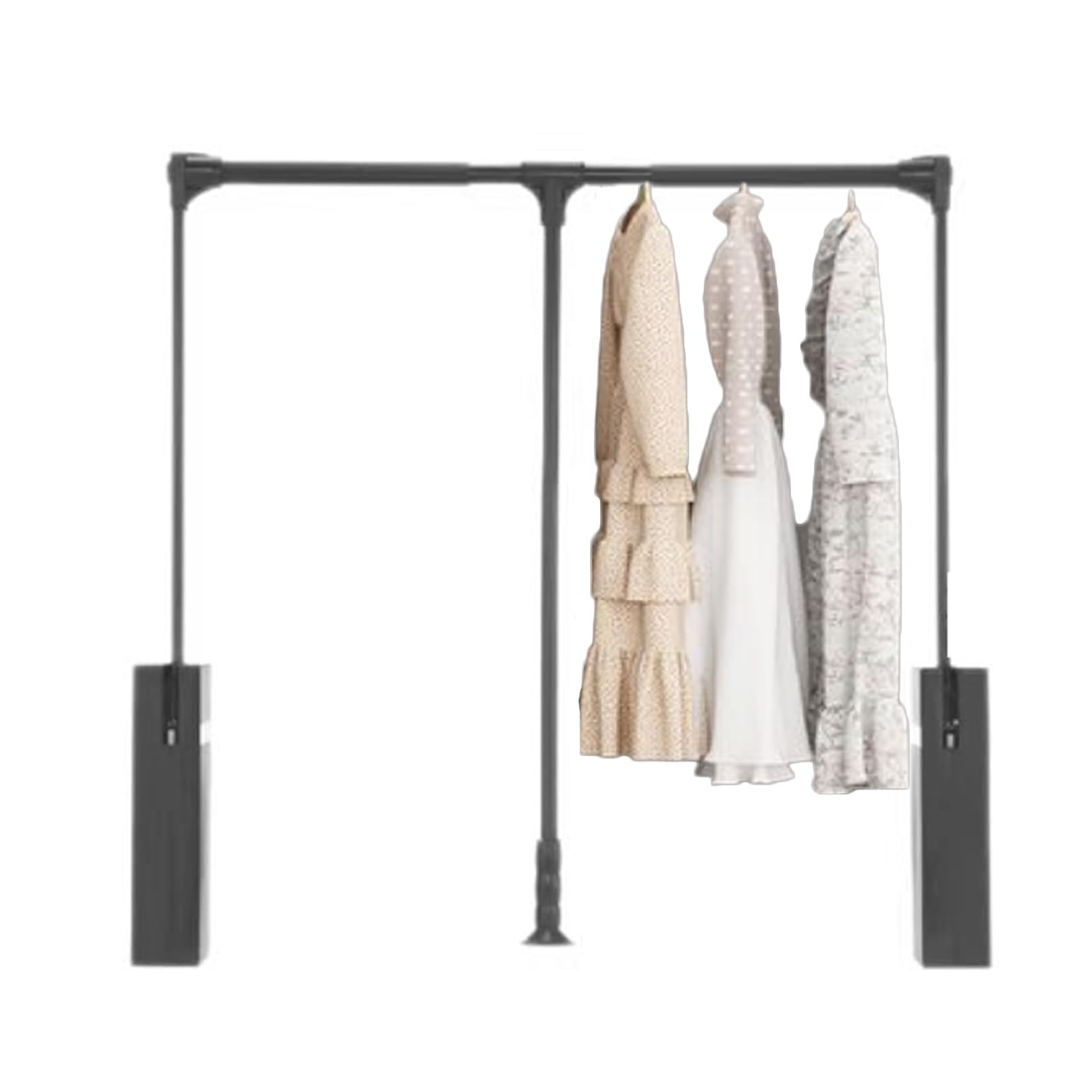 GLETSF Retractable Pull Down Closet Rod, Adjustable Wardrobe Lifting Clothes Rail, Two-Way Buffering, 5kg Capacity, 890-1200mm for Efficient Hanging Solutions,Color 1-660-890mm